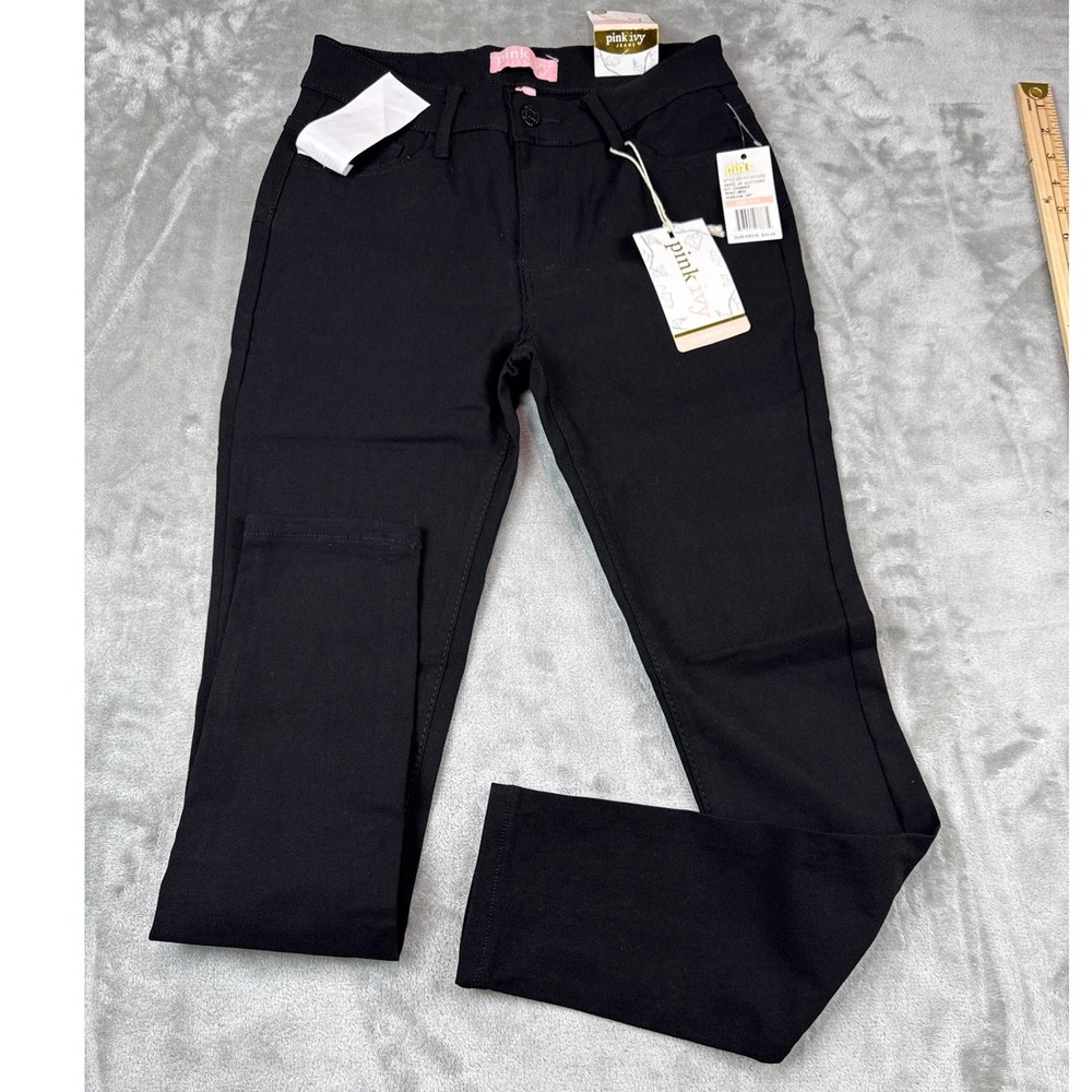 Pink Ivy Skinny Jeans Womens 7/28 Black Hyperstretch Mid Rise NEW